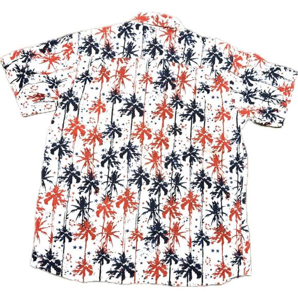 Mens Southern Proper Red White Blue Button Up Short Sleeve Cocktail Shirt- M - Picture 2 of 4